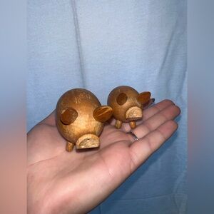 Vintage Wooden Pig Salt and Pepper Shakers